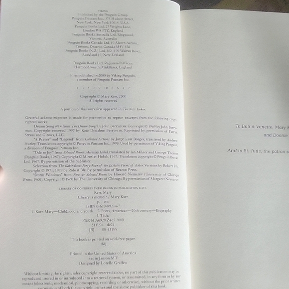 Cherry a Memoir by Mary Karr non-fiction novel hardcover book 2000 EUC - Picture 4 of 4